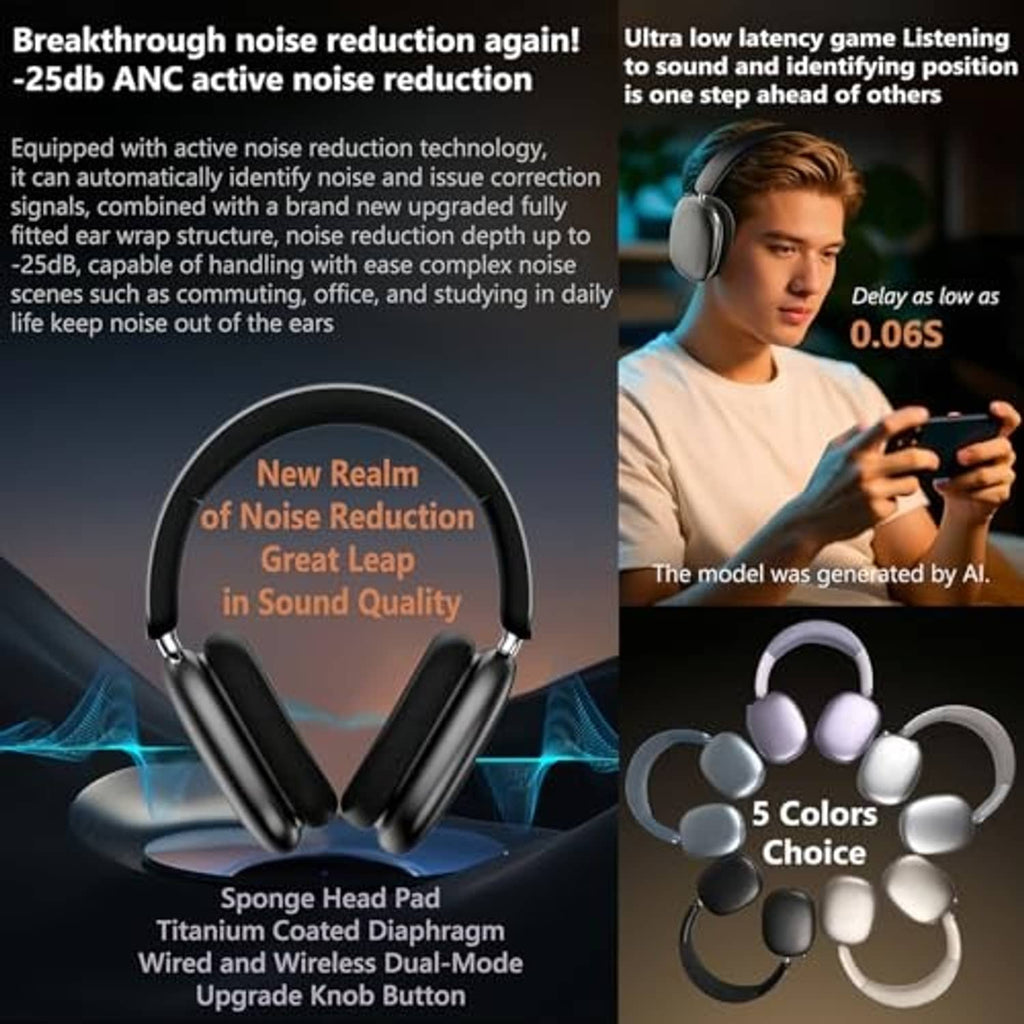 Black over-ear headphones with padded earcups and adjustable headband