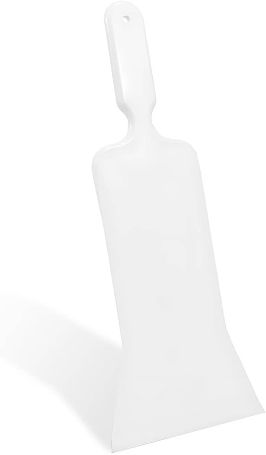 Long-handled flat squeegee scraper with white paddle and hanging hole