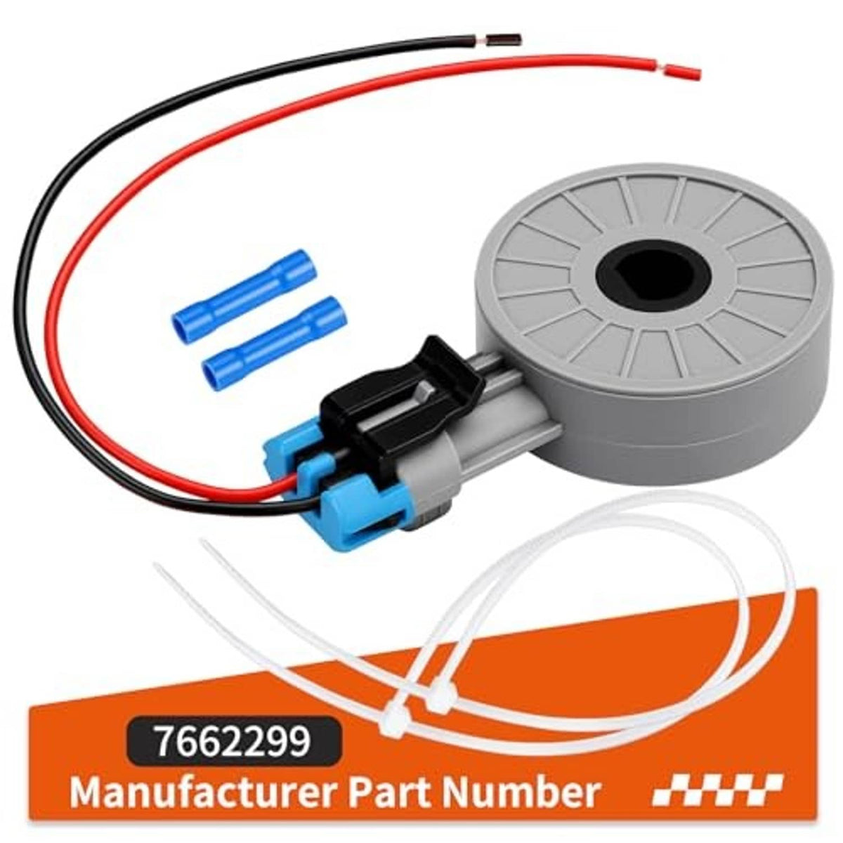 Gray circular sensor housing with black-blue connector and red/black wire leads