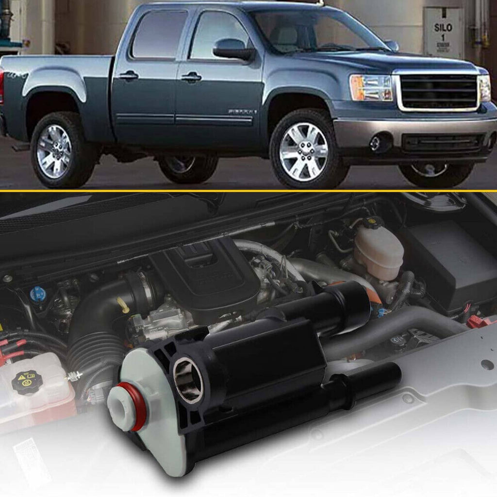 Canister purge solenoid valve installed under hood, visible black body and gray base