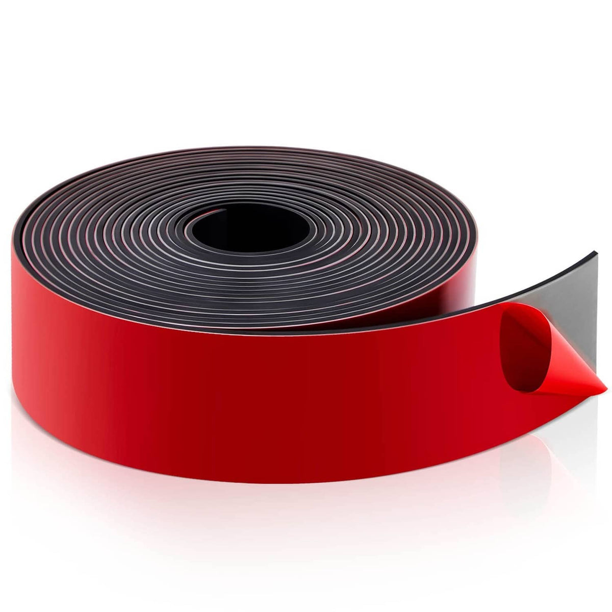 Black self-adhesive kayak keel guard roll with coiled strip and red backing