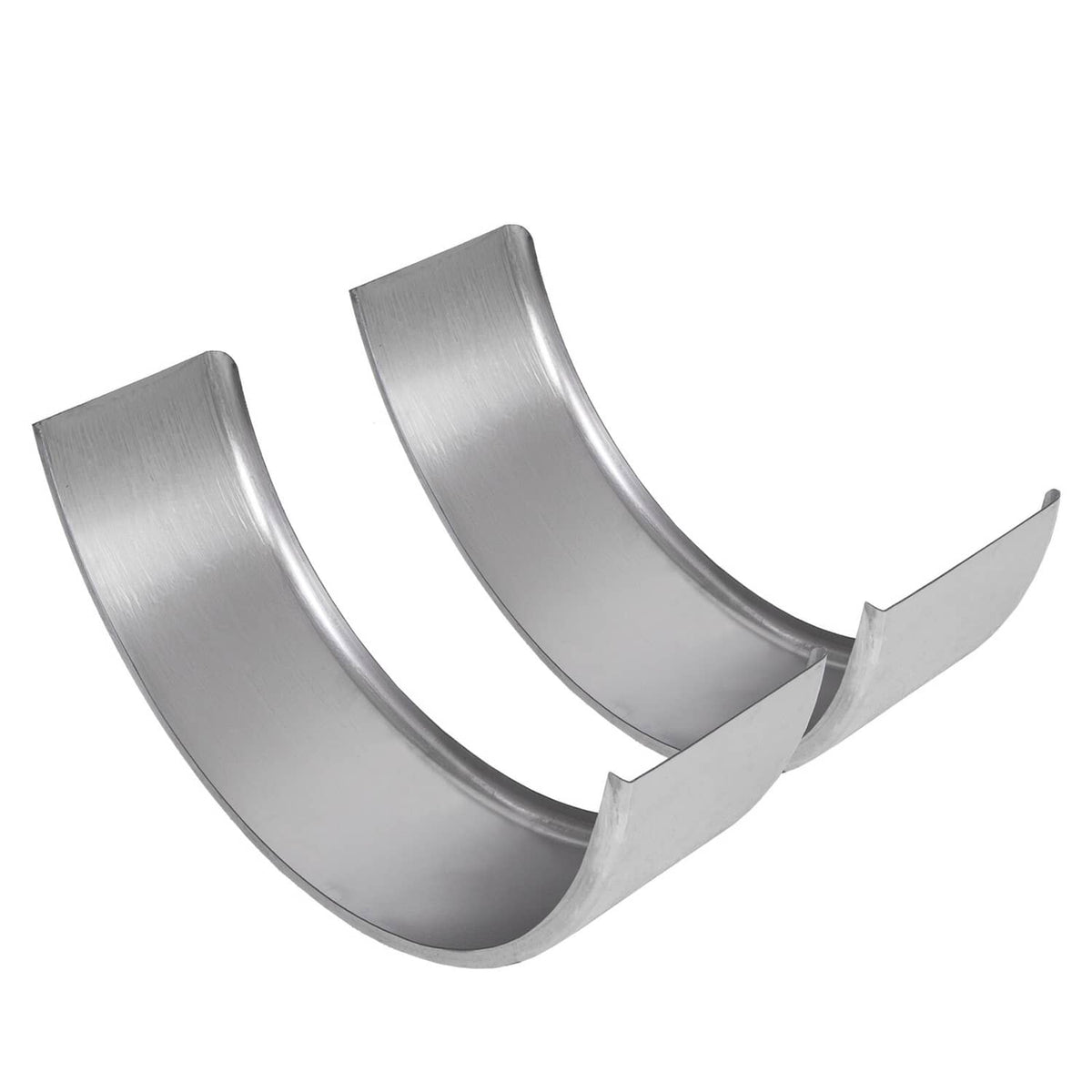Curved steel trailer fender pair with open ends and stamped mounting features