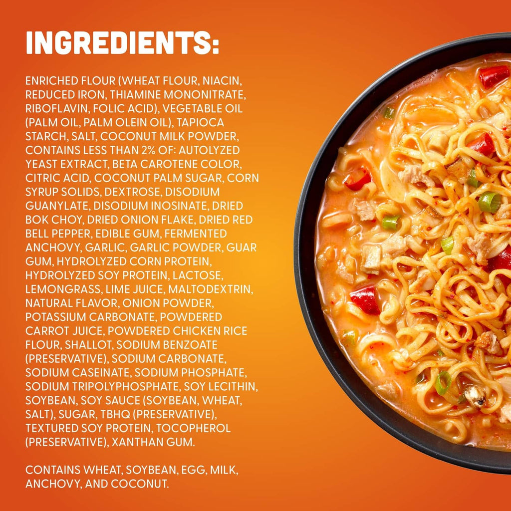 Hot Pot Fusions Thai coconut curry chicken bowl with ingredients list panel