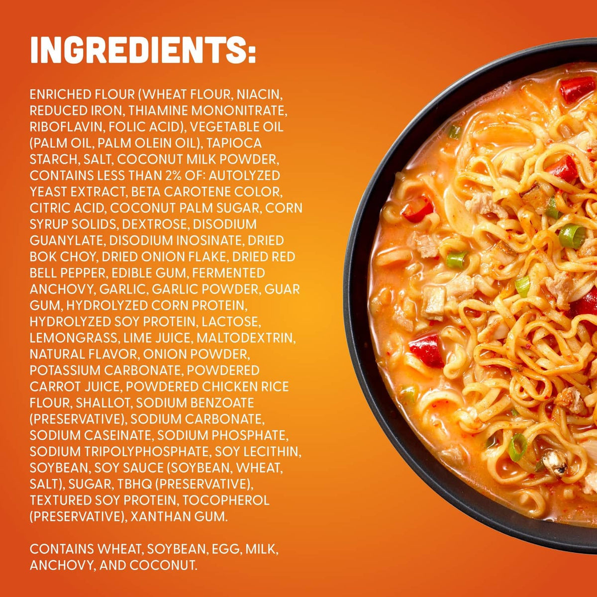 Hot Pot Fusions Thai coconut curry chicken bowl with ingredients list panel