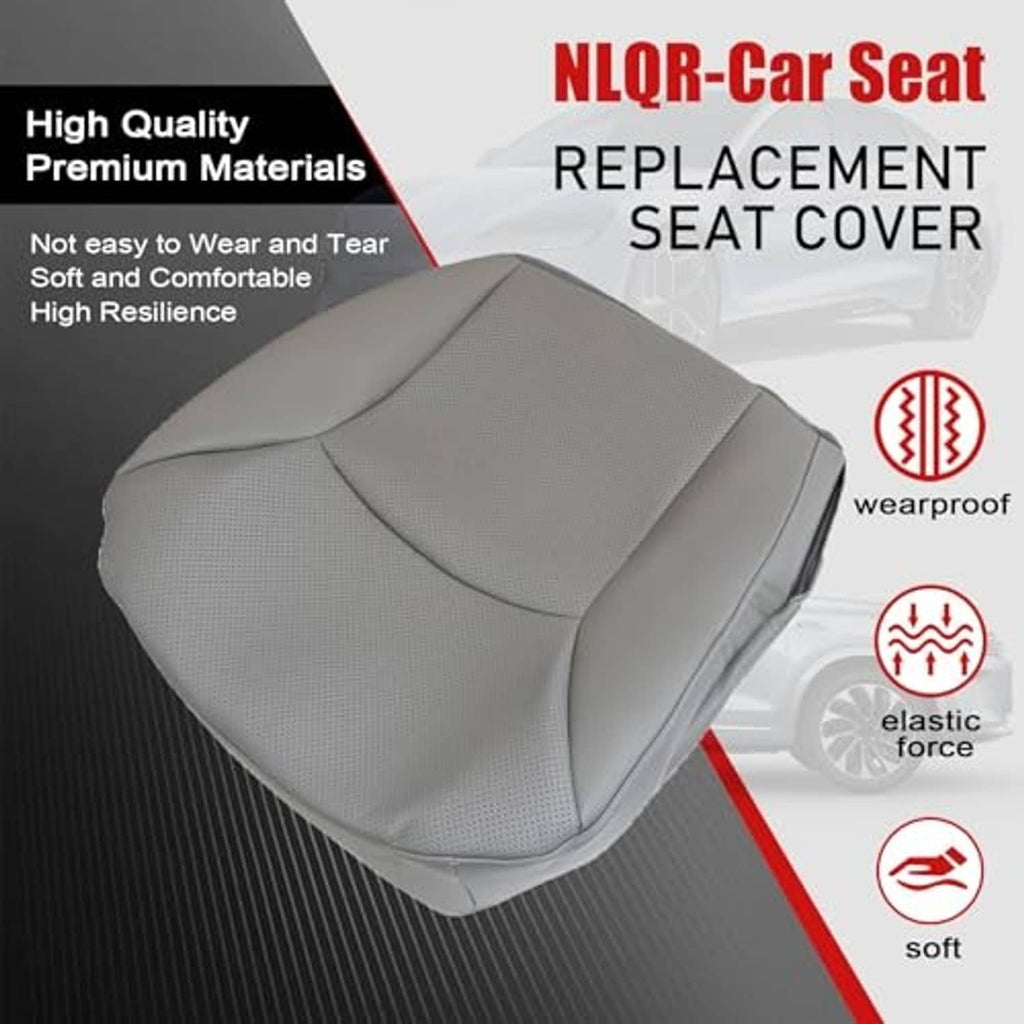 Light gray replacement driver seat cover with contoured shape and stitched trim.
