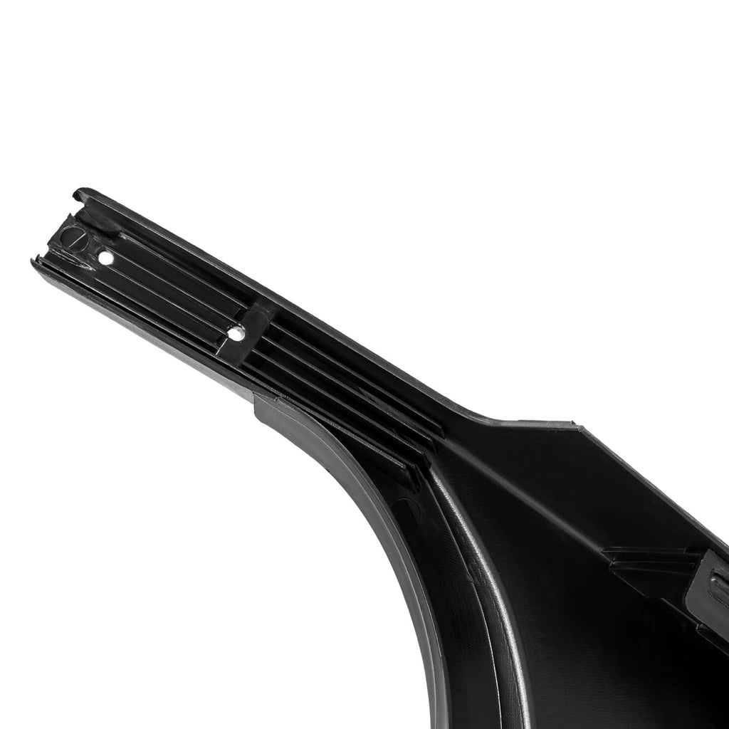 Black golf cart fender cap with ridged top section and metal mounting holes
