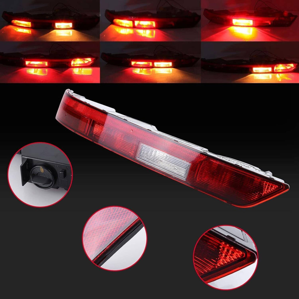 Red rear bumper lamp lens with clear section and side bulb socket detail