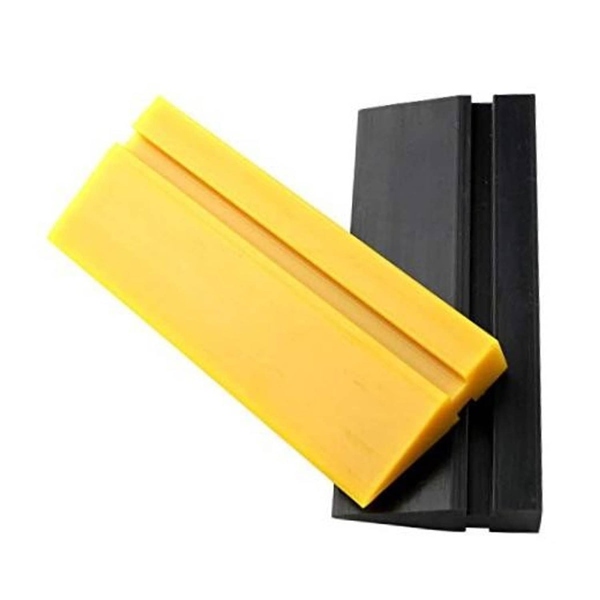 Soft rubber squeegee blade, yellow and black, for vinyl wrapping