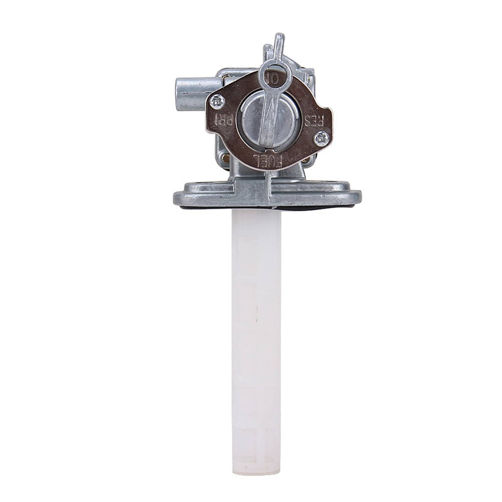 Fuel petcock switch valve side view with round brown top and white lever