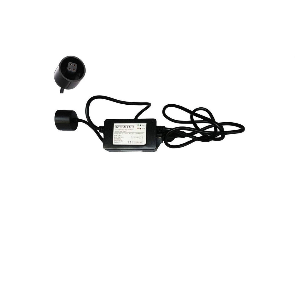 UV electronic ballast module with lamp socket and black power cables