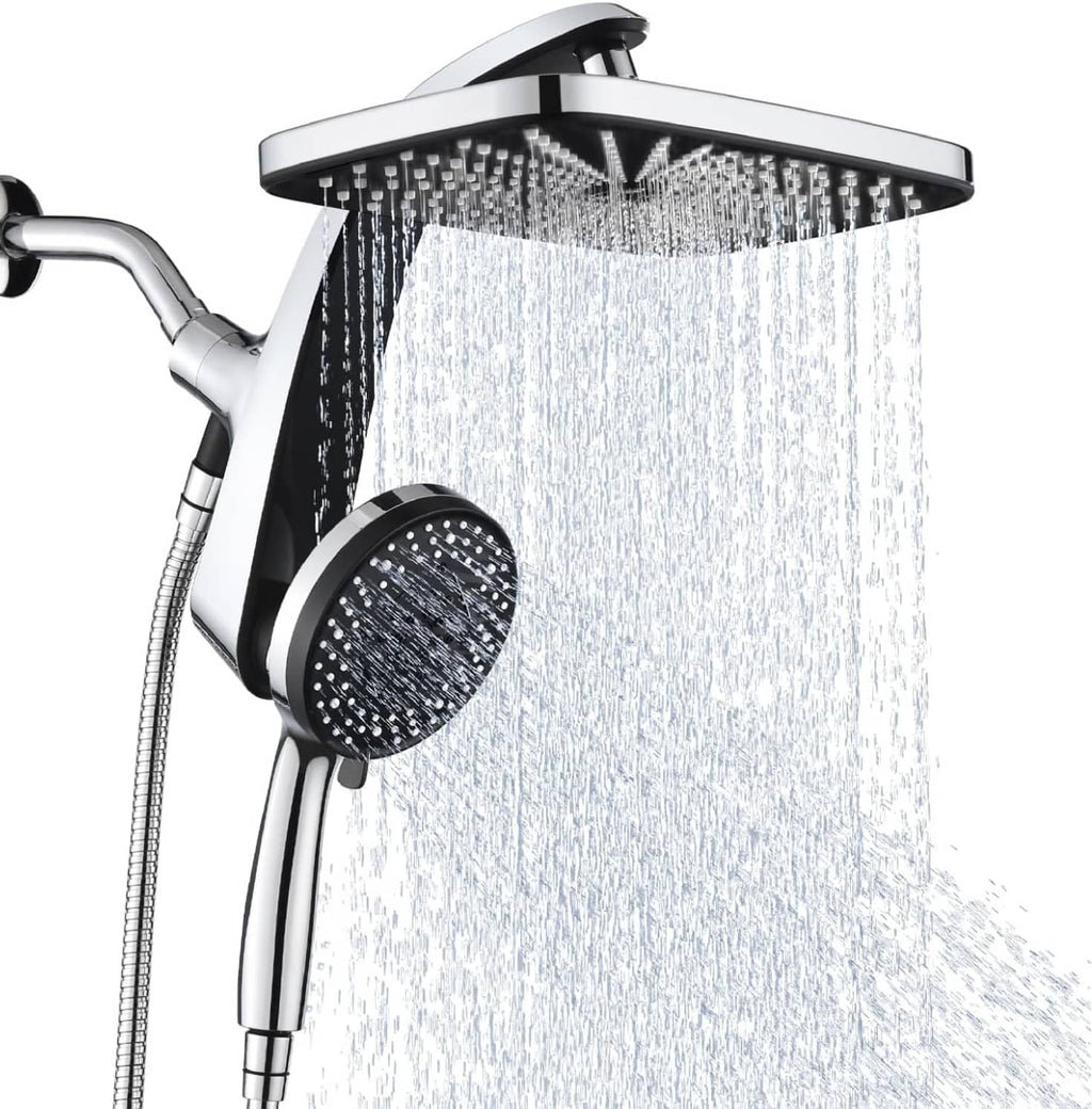 Chrome 12 in rain shower head with handheld sprayer and water spray