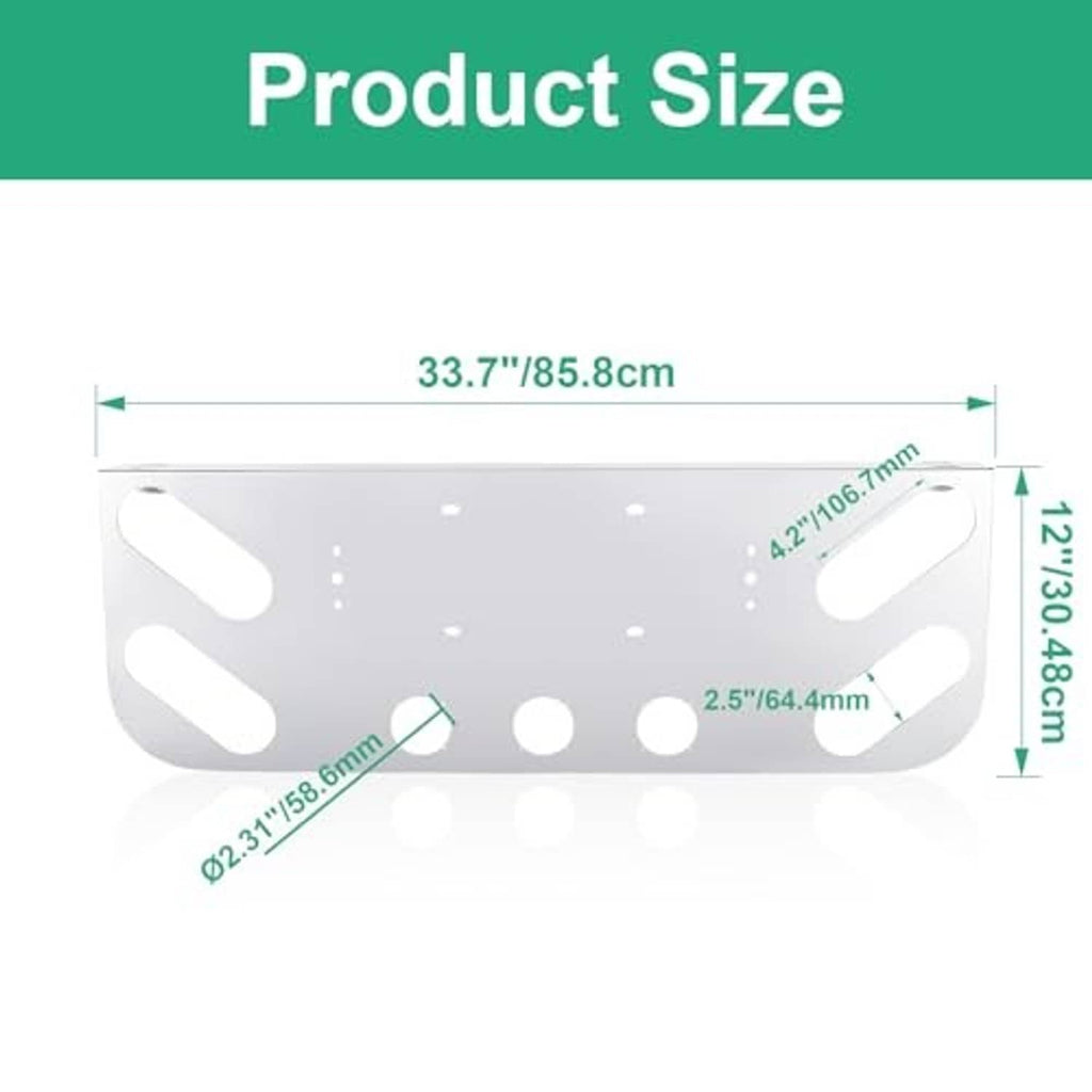 Stainless steel rear light panel with four oval light cutouts and round mounting openings
