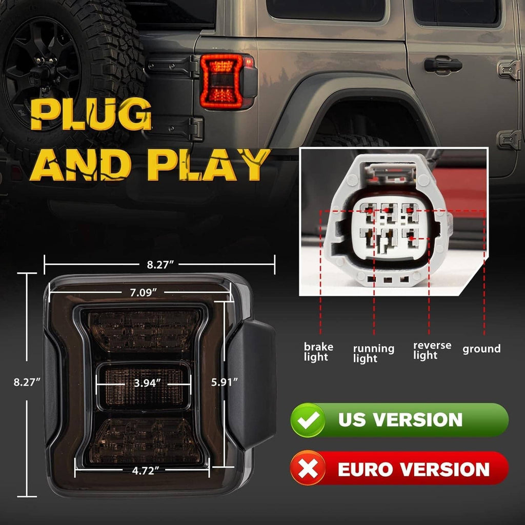 Black LED tail light housing with clear inner module and side mounting tabs shown