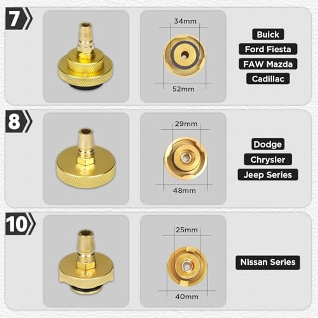 Gold brake bleeder adapter size diagram with seal face and threaded coupler