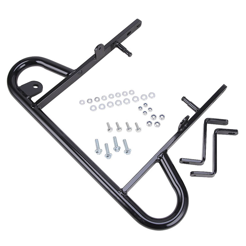 Black U-shaped steel grab bar bumper with mounting brackets and included bolts