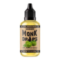 Liquid monkfruit sweetener bottle with black dropper cap and yellow label