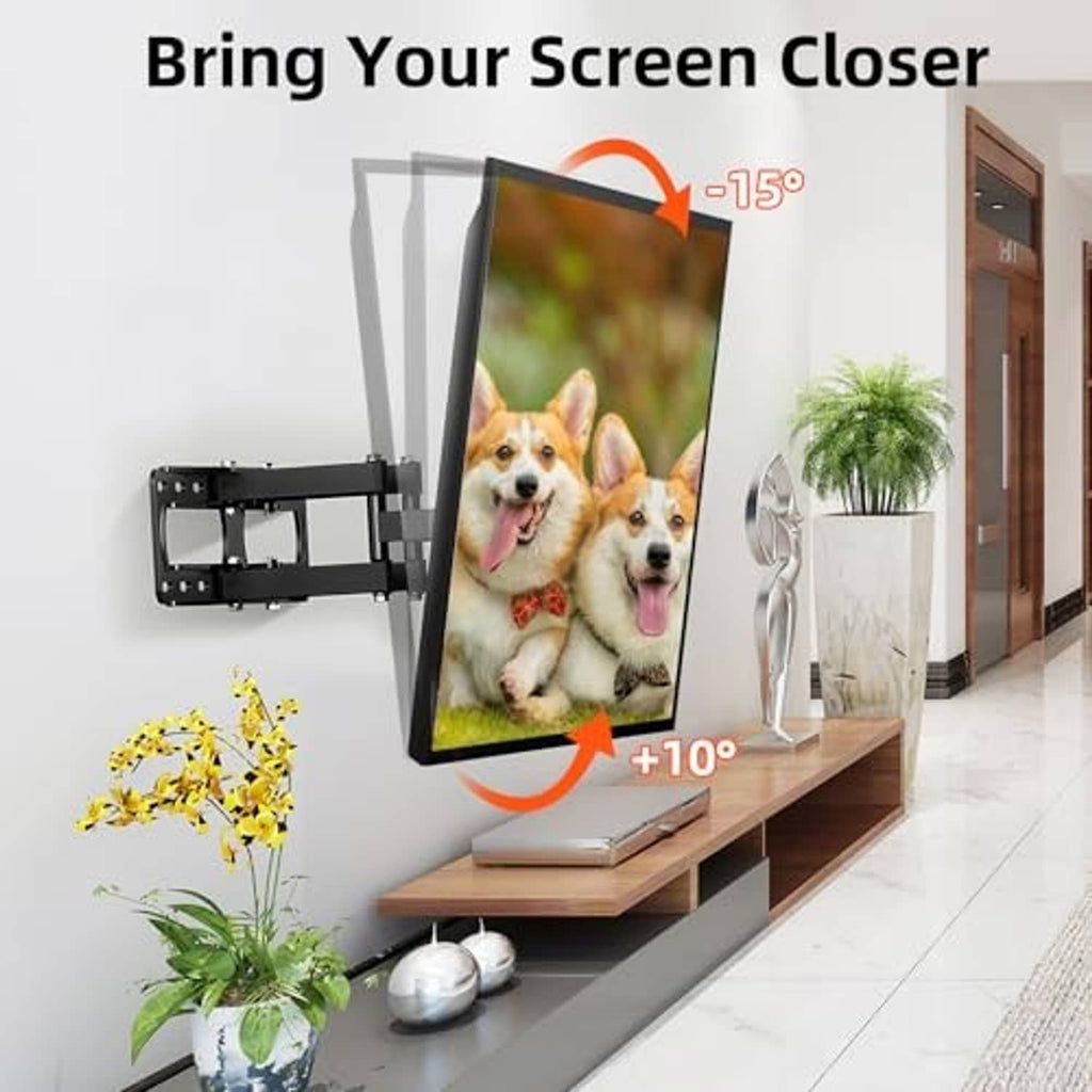 TV wall mount bracket with tilt adjustment for closer viewing angle