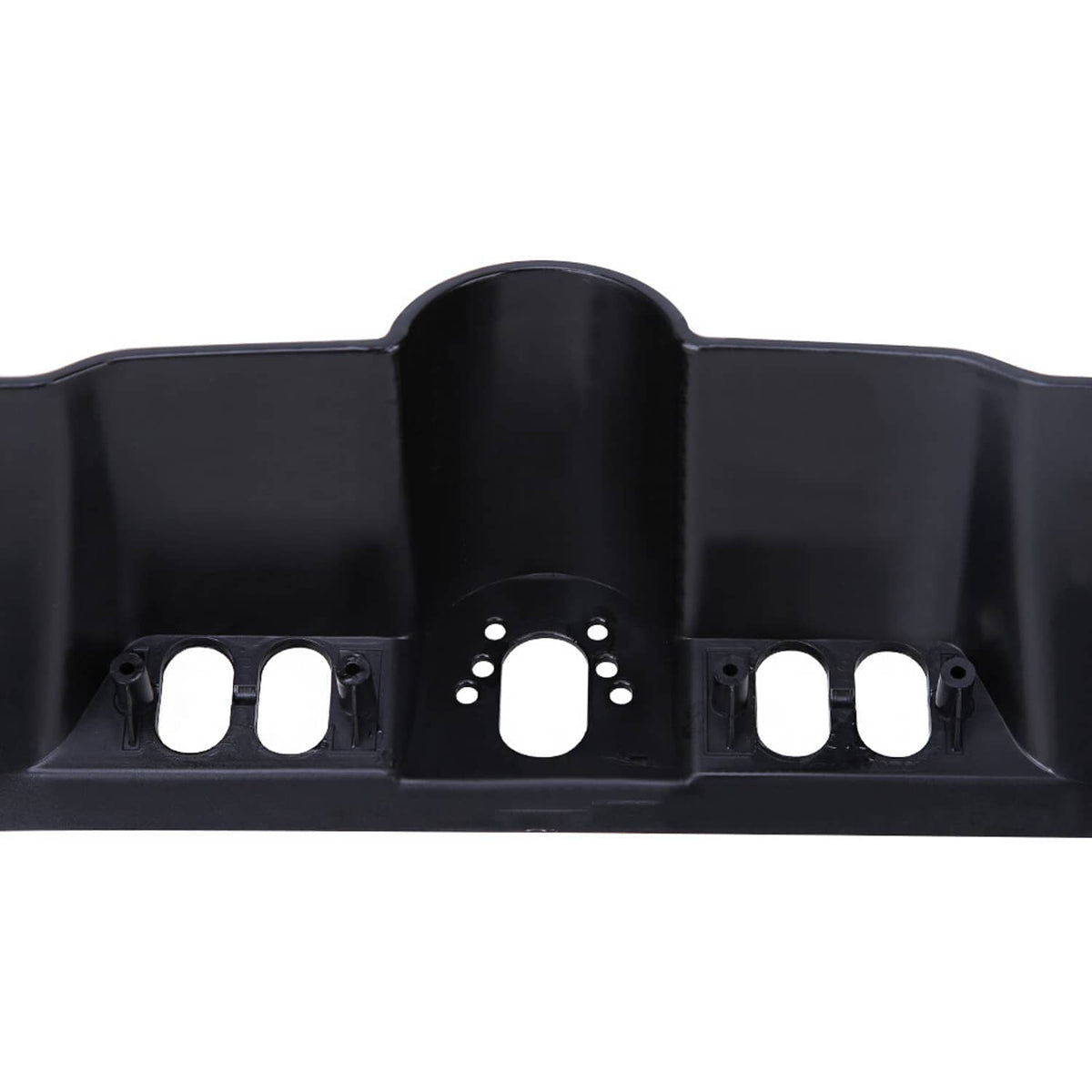 Black inner fairing switch cap panel, close-up of three openings and central mount