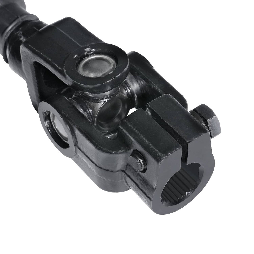 Black power steering shaft coupling with circular bearing and fork connector