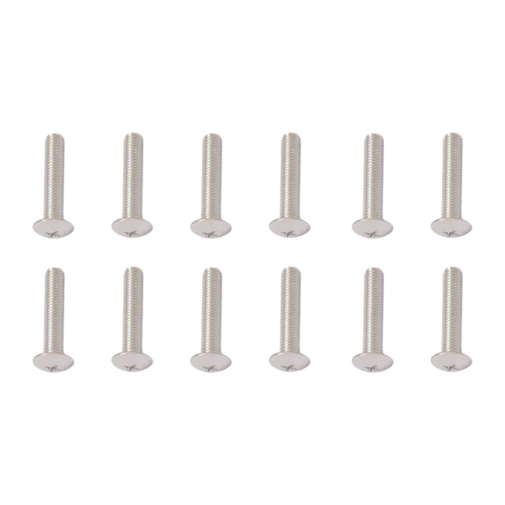 Metal mounting screws with chrome finish for seat bottom assembly