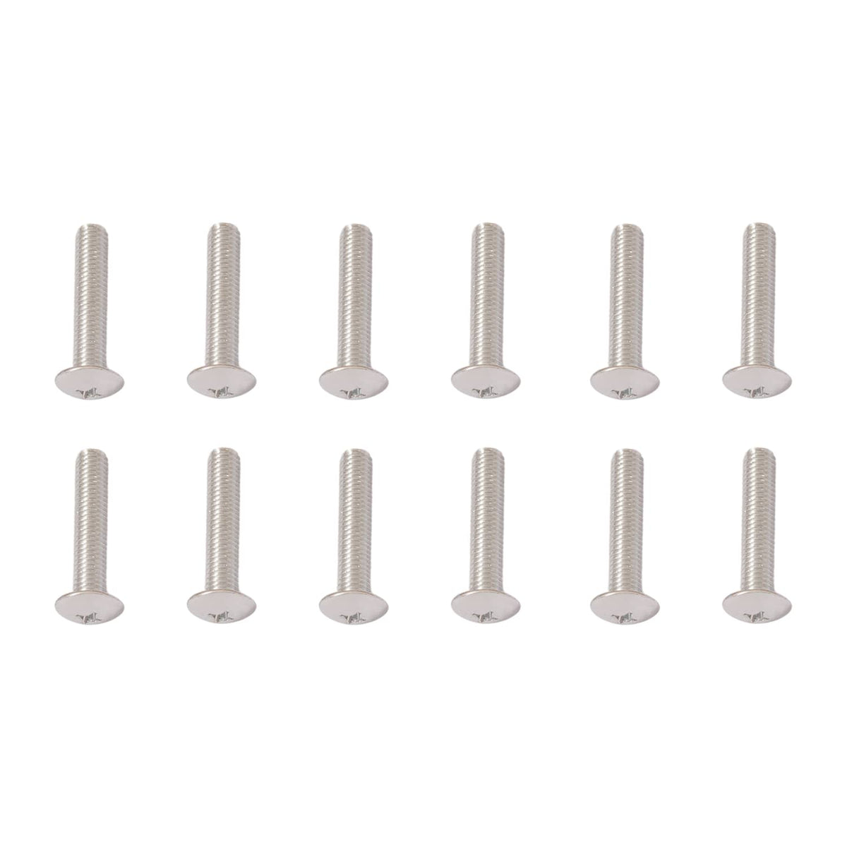 Metal mounting screws with chrome finish for seat bottom assembly