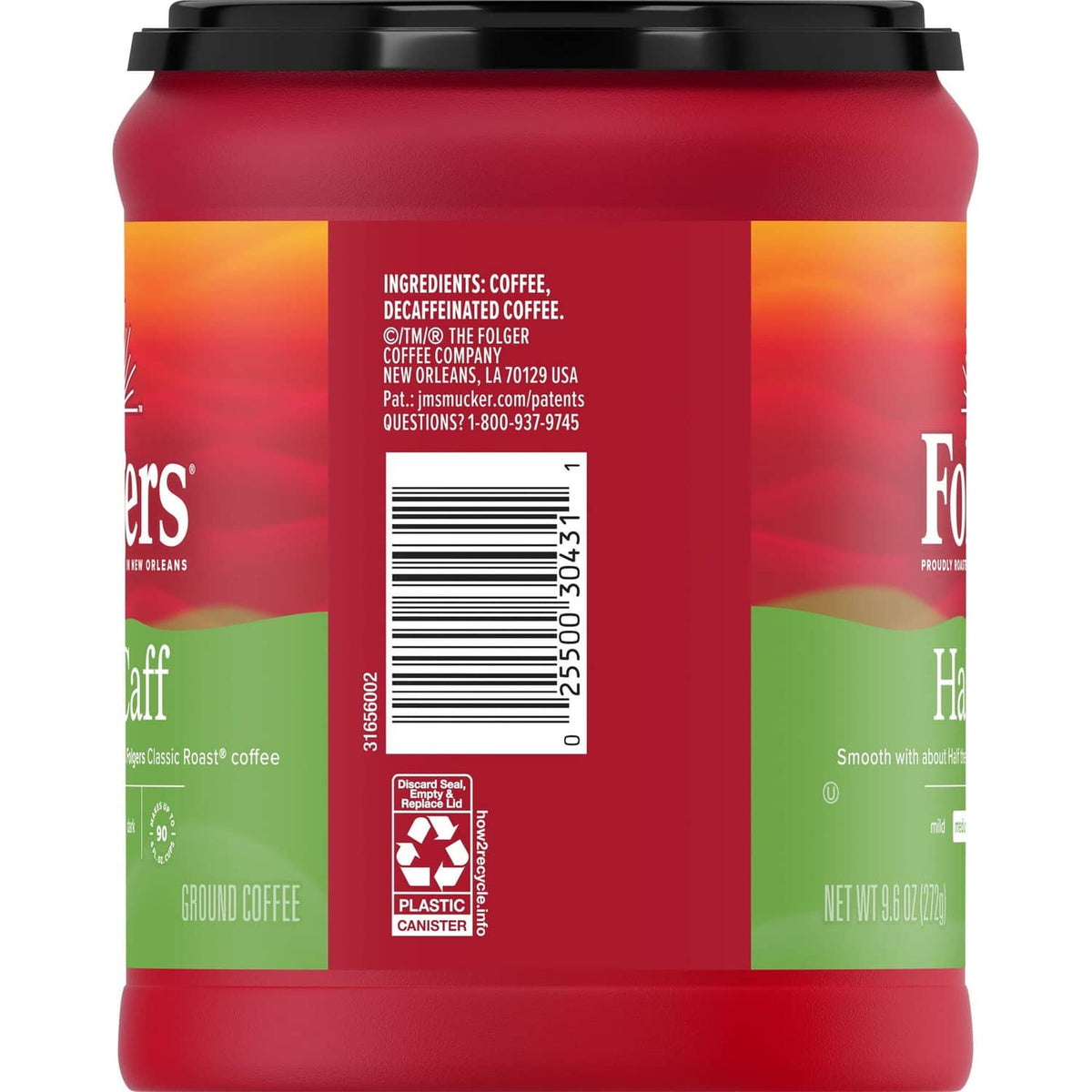 RivetOak Folgers Half Caff Ground Coffee, Medium Roast, 9.6 Ounce (Pack of 1)