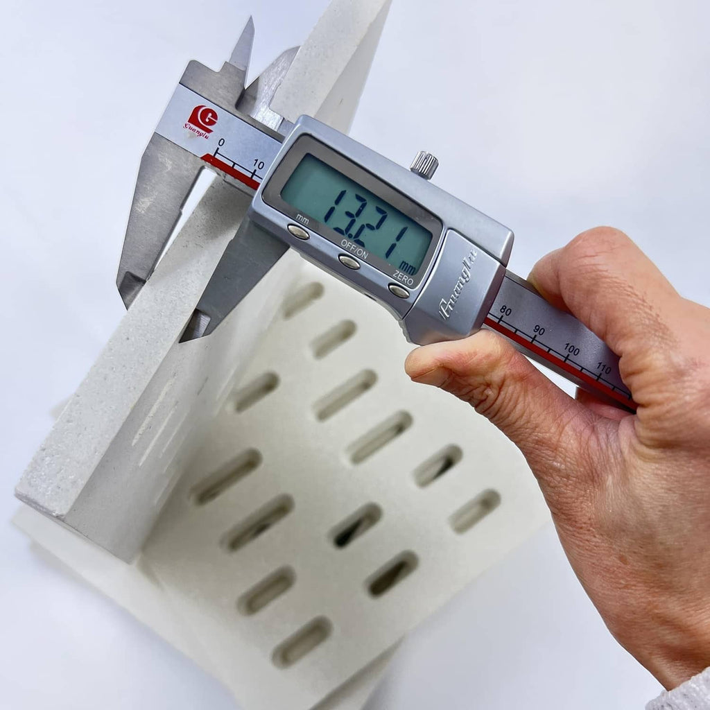 Ceramic radiant burner cover plate with holes, measured using digital caliper