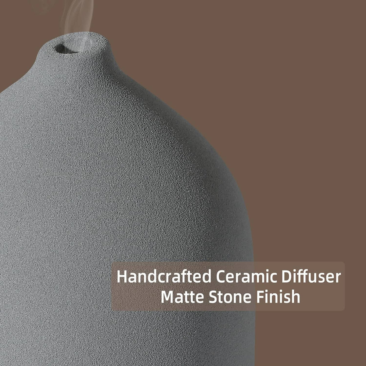 Grey matte stone ceramic diffuser body with textured finish