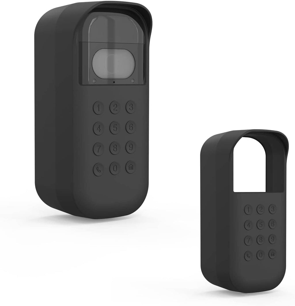 Black silicone cover for myQ smart garage video keypad camera, with keypad openings