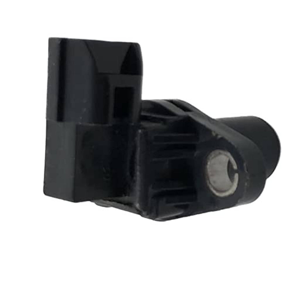 Black camshaft position sensor with round mounting hole and 2-pin housing plug