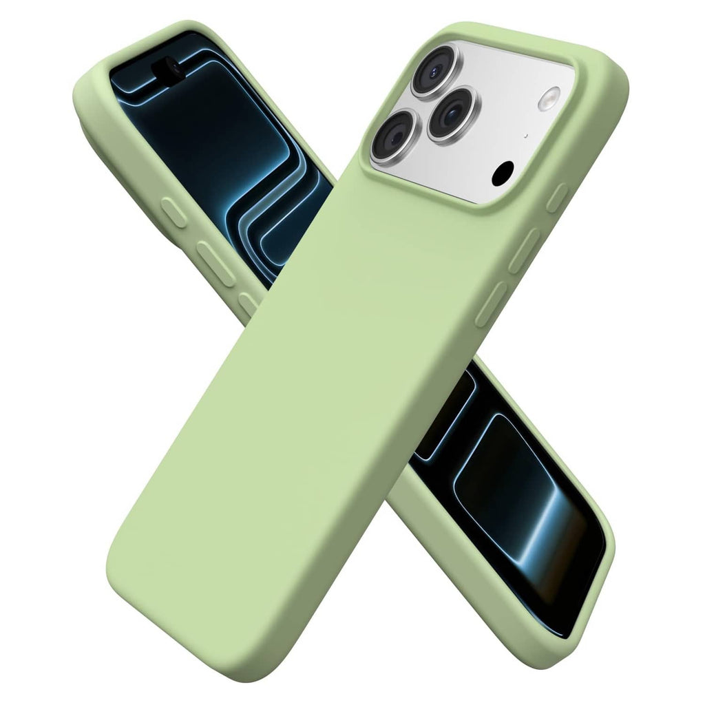 Slim liquid silicone phone case, matcha green, for iPhone 17 Pro Max