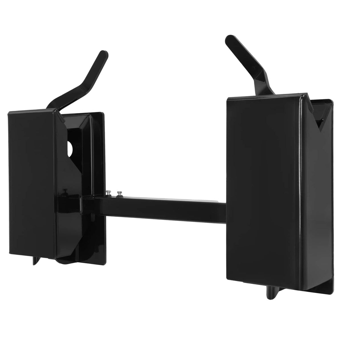 Black quick-tach adapter with extended side plates and center connecting bar