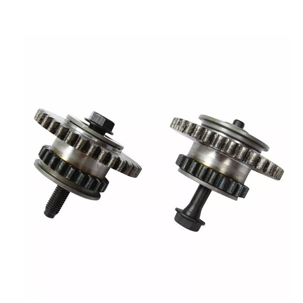 Timing chain sprockets with mounting bolts, metal gears in silver and dark finish