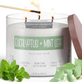 Three-wick eucalyptus mint leaf aromatherapy candle in white soy wax jar