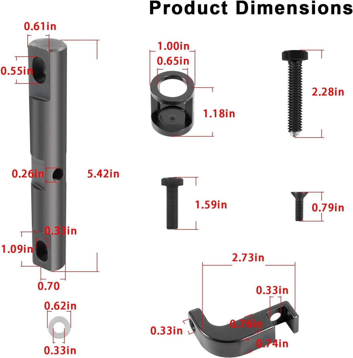 Black valve spring compressor tool with dimension and size diagram