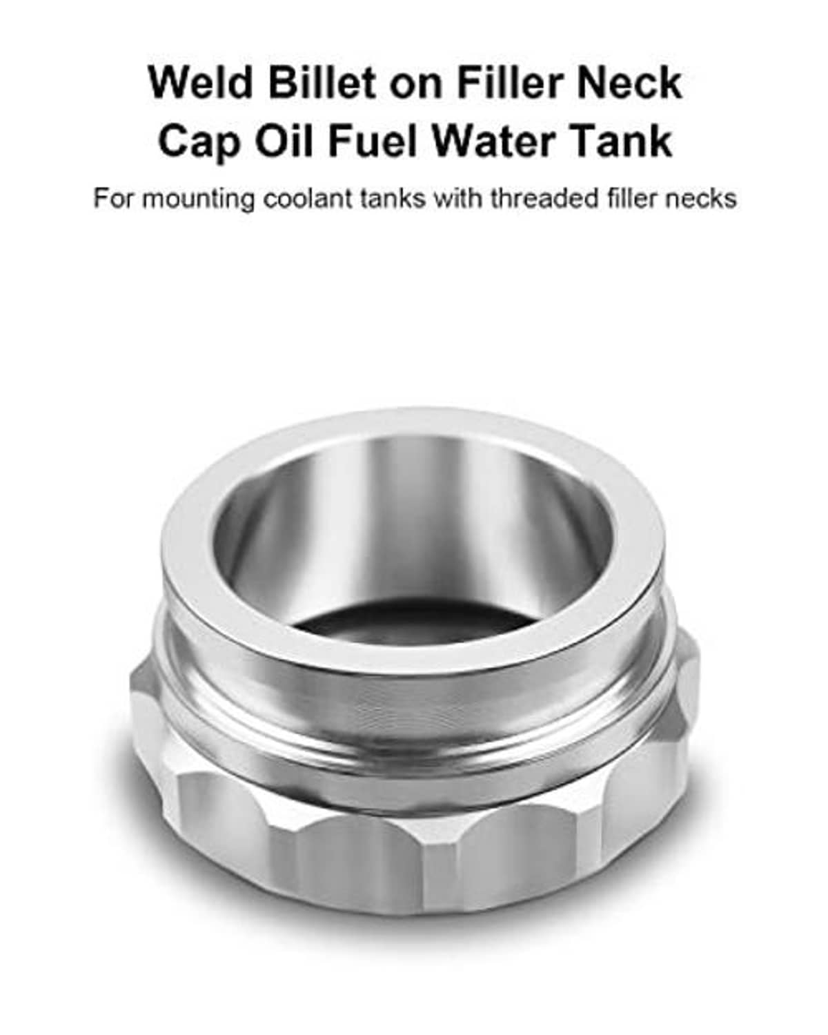 Silver weld billet filler neck cap with inner opening and ribbed outer collar