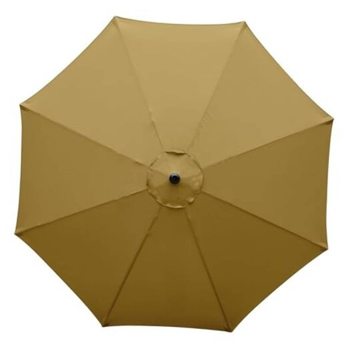 Tan patio umbrella replacement canopy with central vent and eight rib seams