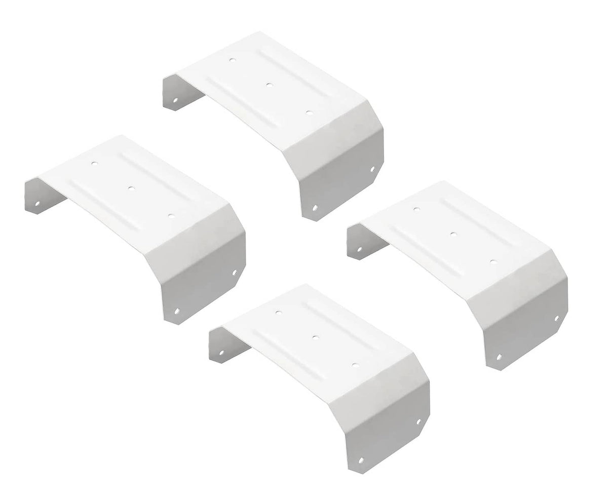 White gutter pipe hidden brackets, set of 4 metal clips with mounting holes