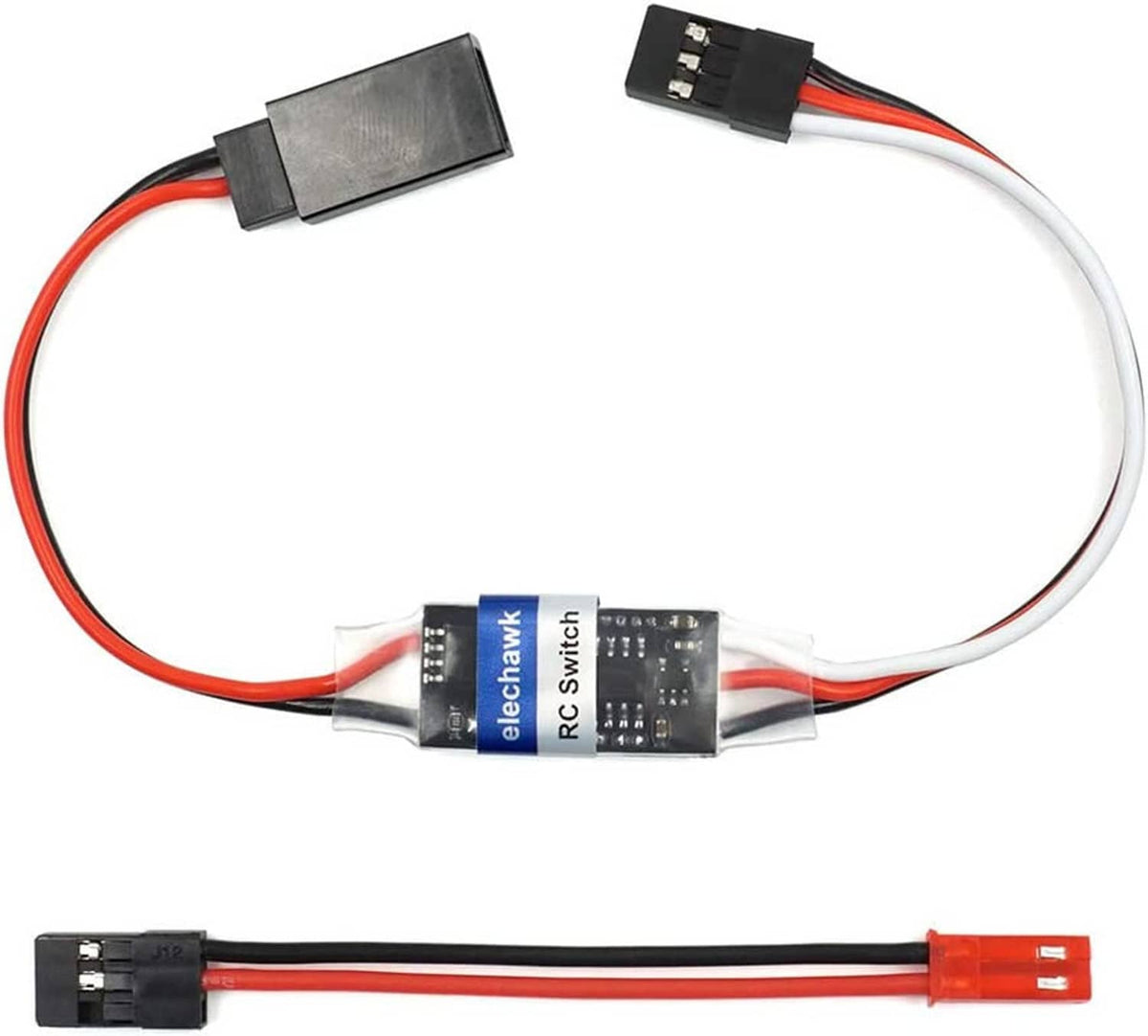 RC electronic switch relay module with wiring harness and connectors for DC loads