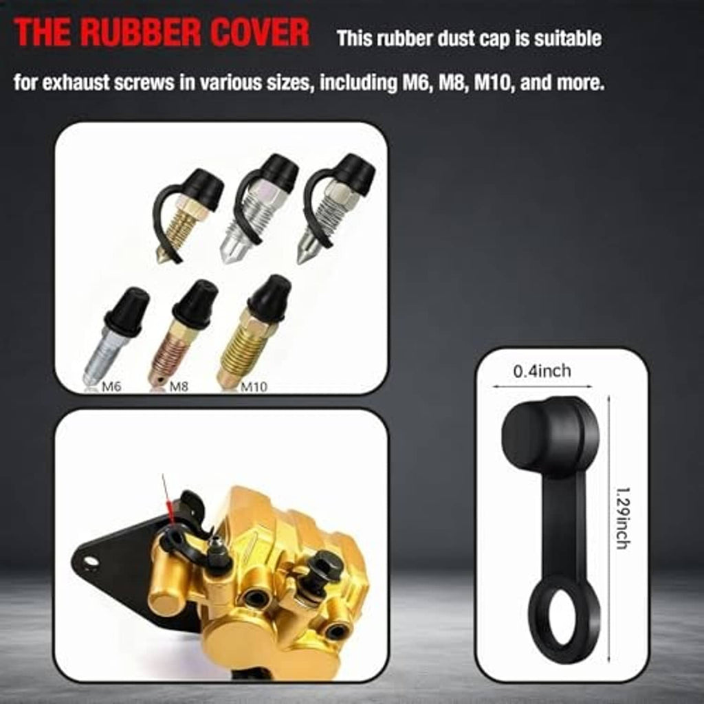 Rubber dust cap set for brake bleeder adapters, shown with multiple cap sizes