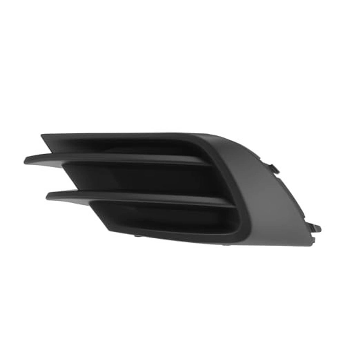 Front lower fog light grille cover, black plastic with vented horizontal slat design.