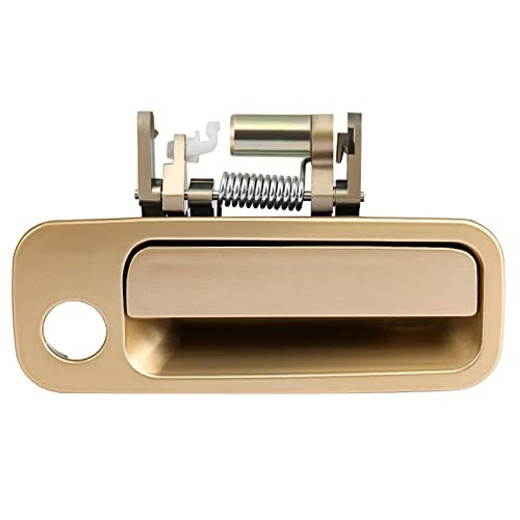 Tan exterior door handle with spring assembly, front passenger door