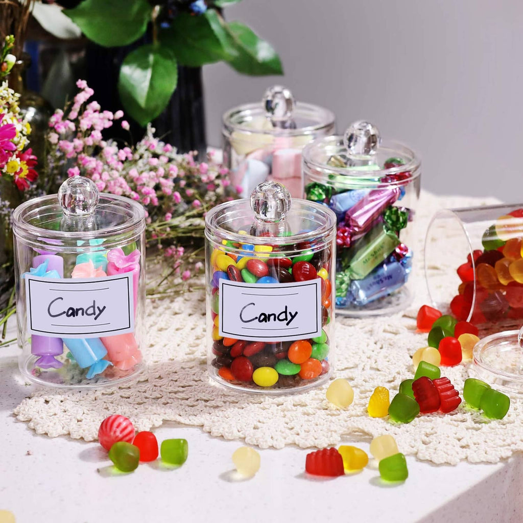 Clear acrylic canister dispenser set with dome lids and label cards