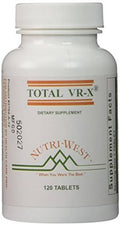 Dietary supplement bottle with white cap, TOTAL VR-X label, 120 tablets
