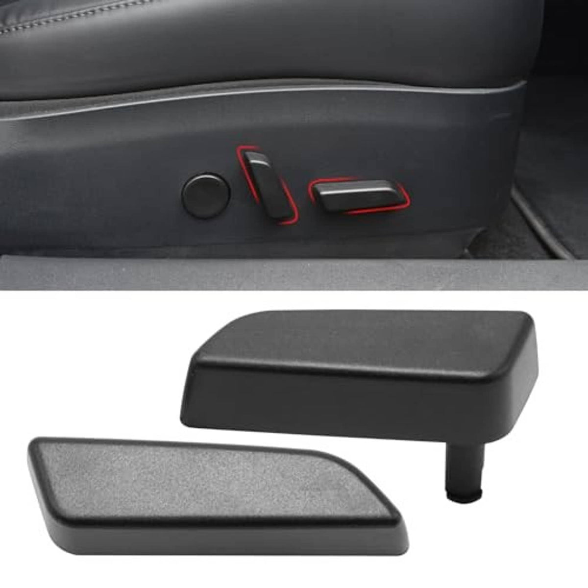 Black seat adjustment button cover pair shown on the right passenger seat