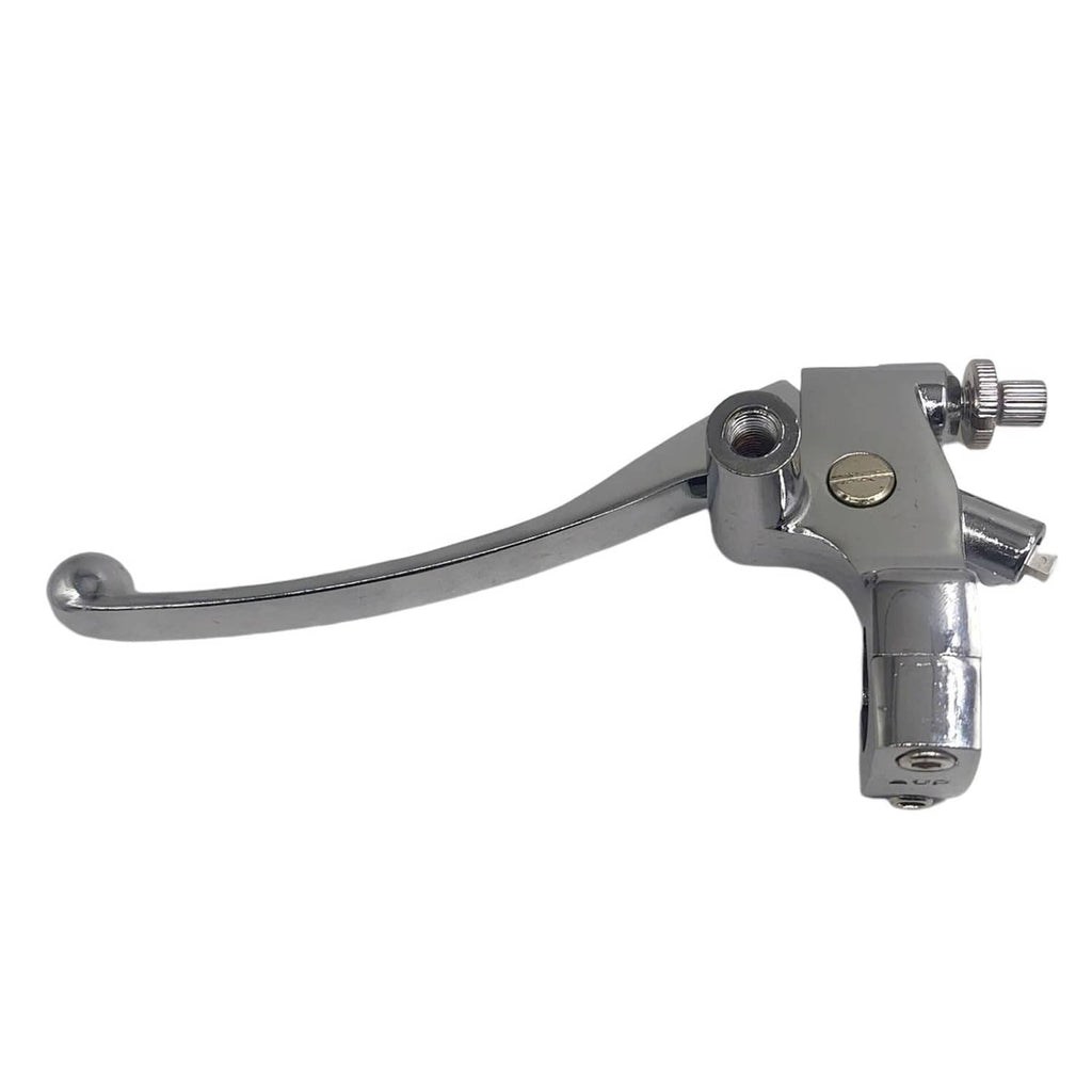 Chrome brake master cylinder with lever and handlebar clamp mounting bolts