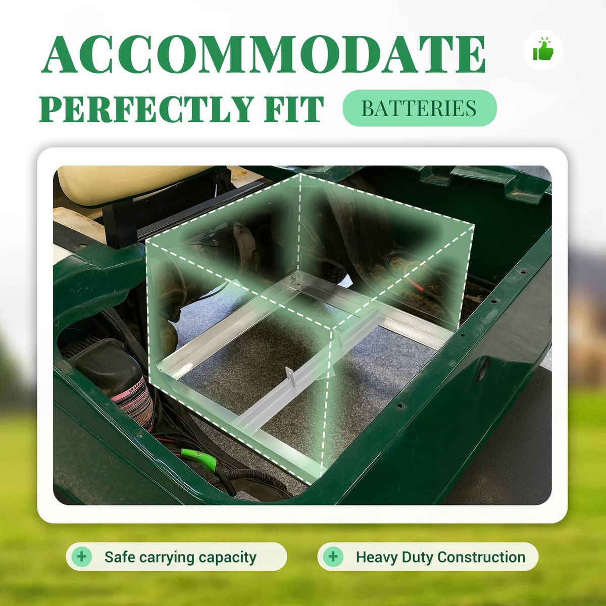 Aluminum battery tray rack with internal support frame and secure mounting points