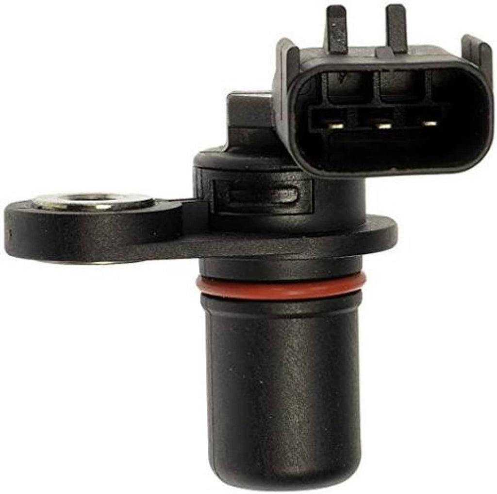 Crankshaft position sensor with exposed electrical pins and black housing, orange seal ring