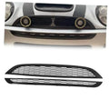 Pair of black honeycomb mesh front grille inserts with center emblem openings