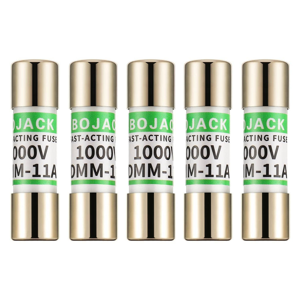 Pack of five replacement multimeter fuses with green 1000V DMM-11A labels